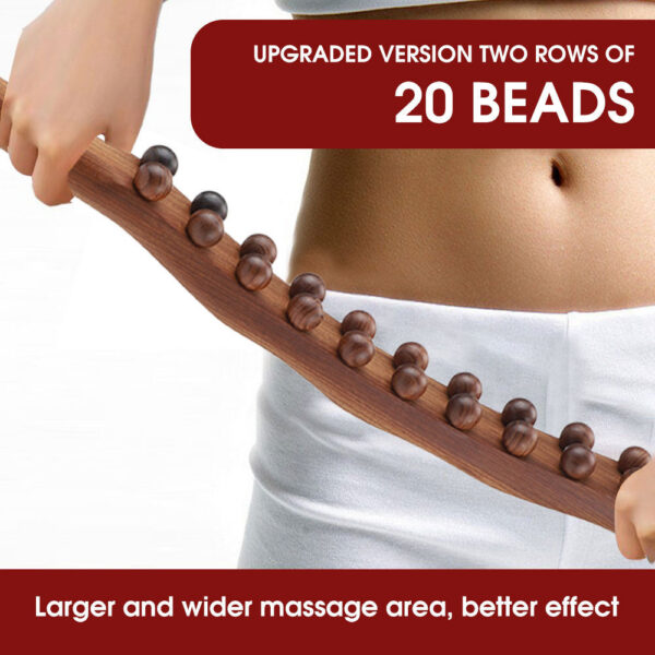 20 Beads Universal Back Massage Tendons Beech Wood Scraping Stick Point Treatment Guasha Relax Therapy Tool Abdominal Massager