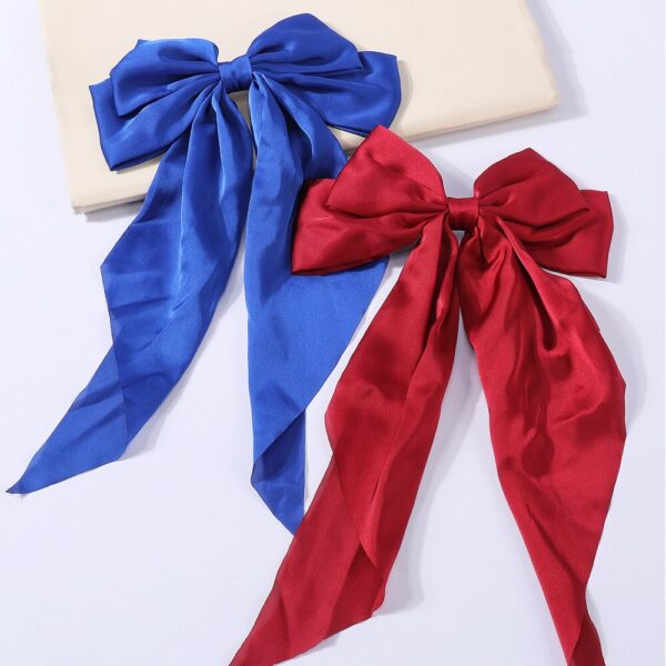 2Pcs/Set Elegant Bow Ribbon Women Fashion Solid Bowknot Satin Hairpin Barrettes Girls Ponytail Clip Hair Accessories