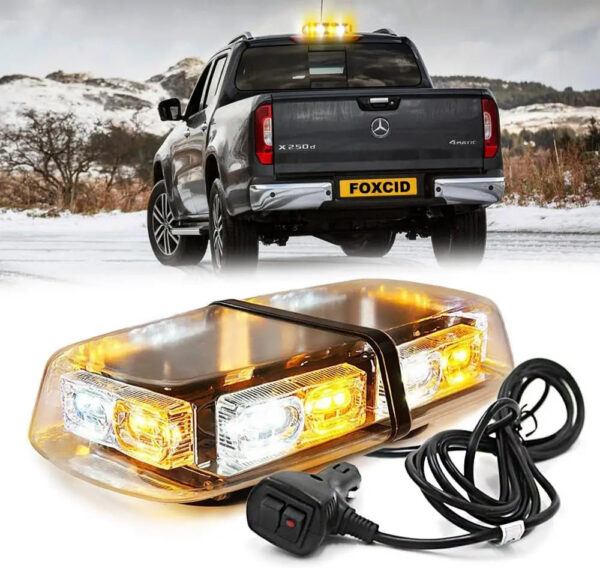 12" 36 LED 18 Watts Emergency Hazard Warning Security Roof Top Flash Strobe Mini Light Bar with Magnetic Mount, for Plow or Tow