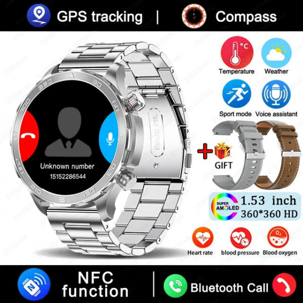 2e55672fe6eb1e2c New GPS Track Smart Watch Men AMOLED HD Screen Outdoor Sports Fitness Heart Rate NFC IP68 Waterproof Bluetooth Call Smart Watch