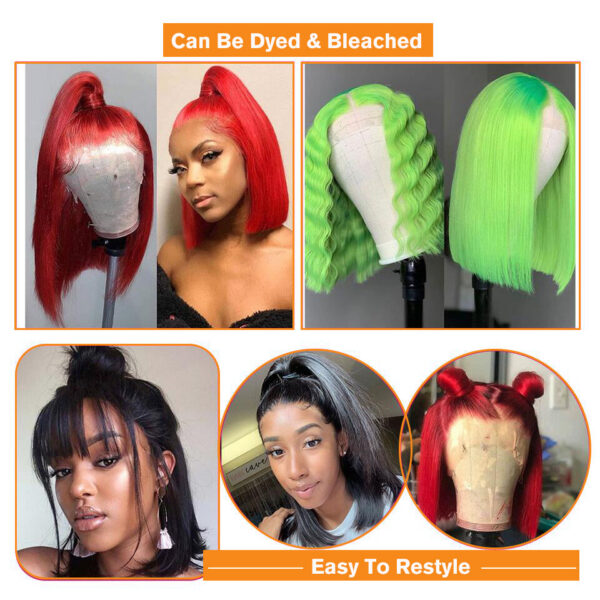 Brazilian 13*4 Front Human Remy 4*4 Short Bob Straight Wig Wigs for Women Swiss Lace QT Hair