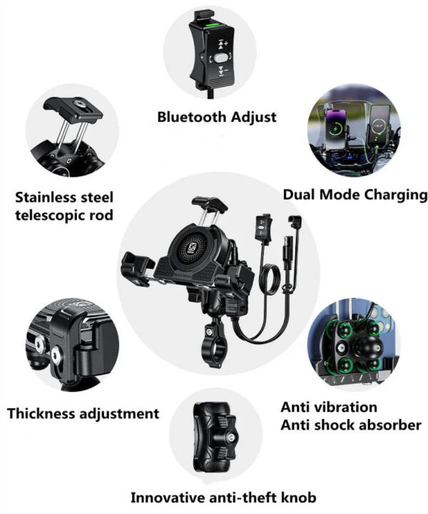 2e5f5fbf1dc2399a Motorcycle Phone Holder Wireless Charger Motorbike Moto Mirror Mobile Stand Support USB Fast Charging Cellphone Handlebar Mount