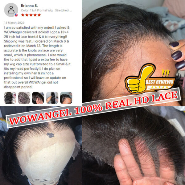 Wowangel 13x6 Full Wig Frontal Body Wave Human Hair 250% HD Lace Closure Wigs Melt Skins Glueless