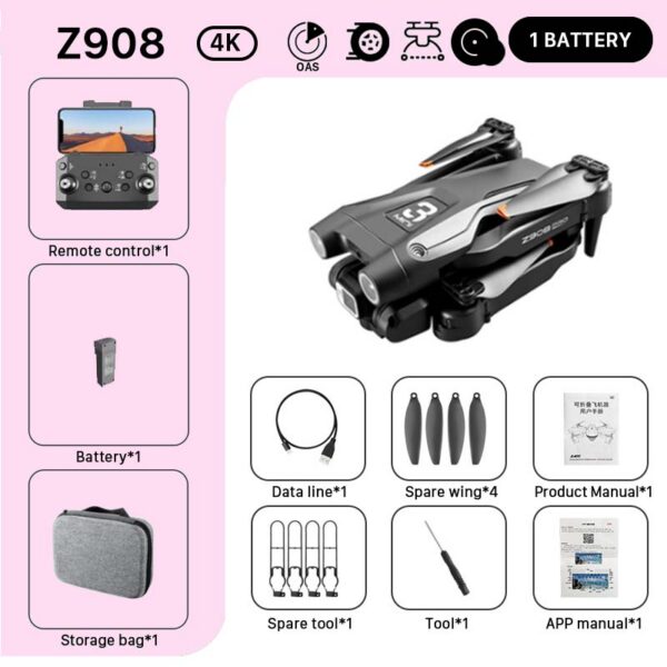 2e72bd2f382e2061 KBDFA MINI Z908Pro Max Drone 4K ESC Professional WIFI FPV Dron Obstacle Avoidance Brushless Four-Axis Folding RC Quadcopter Toys