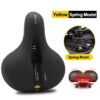 2e7948cff06b2ff7 Hollow Breathable Bicycle Men Women MTB Road Saddle Shock Absorbing Comfortable Big Butt Bike Seat Safety Warning