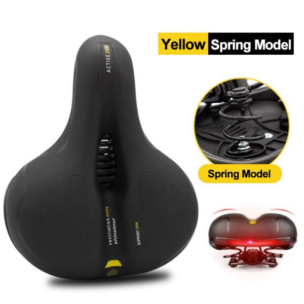 2e7948cff06b2ff7 Hollow Breathable Bicycle Men Women MTB Road Saddle Shock Absorbing Comfortable Big Butt Bike Seat Safety Warning