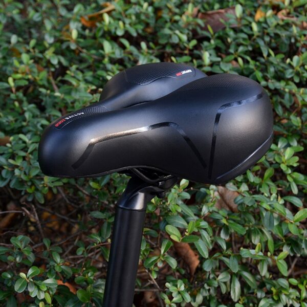 2e8c3caf1864f066 Hollow Breathable Bicycle Men Women MTB Road Saddle Shock Absorbing Comfortable Big Butt Bike Seat Safety Warning