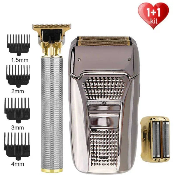 Men Electric Trimmers Set USB Rechargeable Hair Clipper Retro Double Cutter Head Shaver Beard Razor Haircut hine X0625