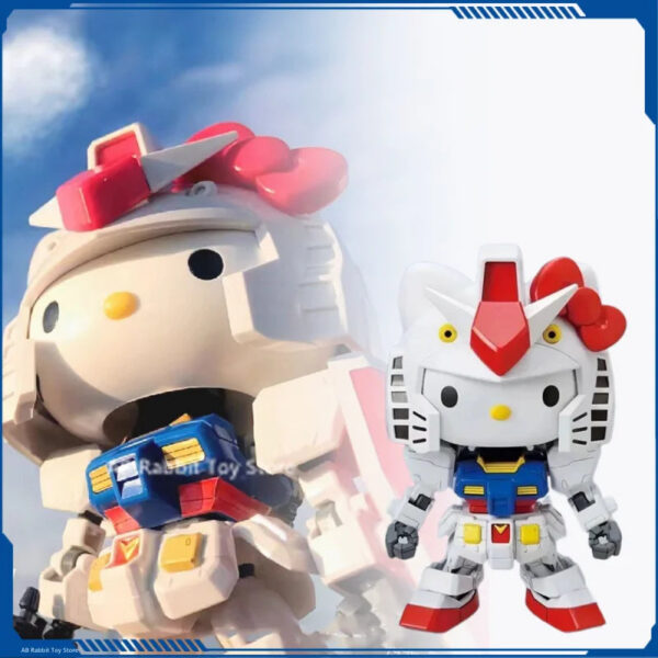 2ec974f4a02b225e Bandai Gundam Hello Kitty RX-78-2SD Assembly Model SD Kt 012gto Anime Figures Pvc Statue Doll Collection Decor Kids Toys Gifts