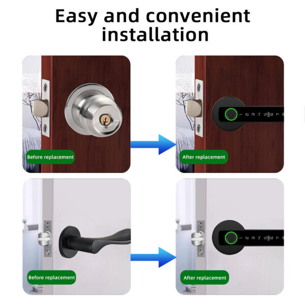 RAYKUBE BLE Fingerprint Door Digital Electronic Lock with Password/Key/IC Card/ Smartlife/ Tuya APP Unlock