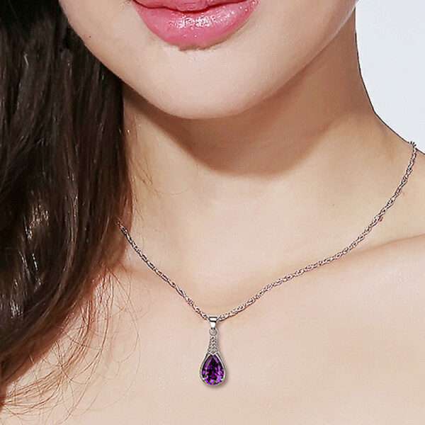 2eeb6006965abf63 Buyee Sterling Sier Pendant Natural Amethyst Stone Necklace for Woman Girl Wedding Fine Jewelry Chain