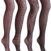 VERO MONTE Women Patterned Fishnet Tights Black Fishnets Net Stockings Pantyhose