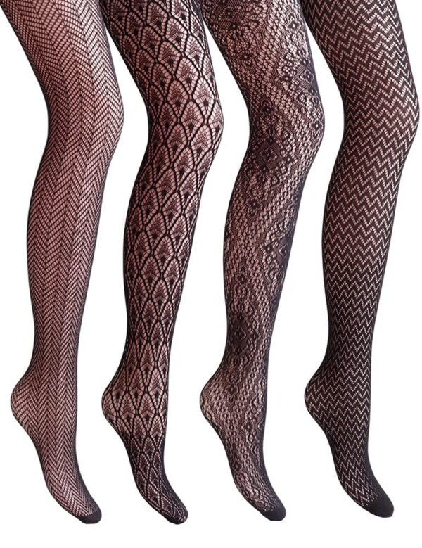 VERO MONTE Women Patterned Fishnet Tights Black Fishnets Net Stockings Pantyhose