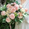 YYHUAWU Artificial Flowers Combo Box Set Gradient Color Flower Leaf with Stems for DIY Wedding Bouquets Centerpieces Baby Shower Party Home Decorations Peach