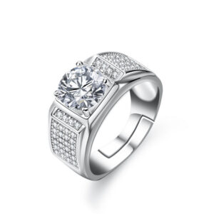 2f126ae32cfb4895 Business temperament GRA ring two caramosanshi heart eight arrow cutting fashion domineering star diamond man jewel
