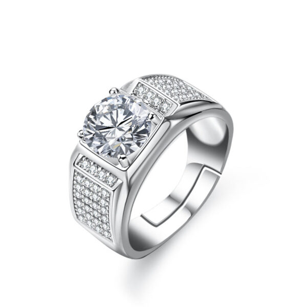 2f126ae32cfb4895 Business temperament GRA ring two caramosanshi heart eight arrow cutting fashion domineering star diamond man jewel
