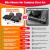 2f1f16eac22bd449 Hisencn Portable Camping Stove, 2 Burner Foldable Camp Stove, 20000 BTU Folding Gas Stove, Portable Propane Stove with Carry Bag, Adjustable Burners & Piezo Ignition, Includes Frying Pan, Kettle, Pot