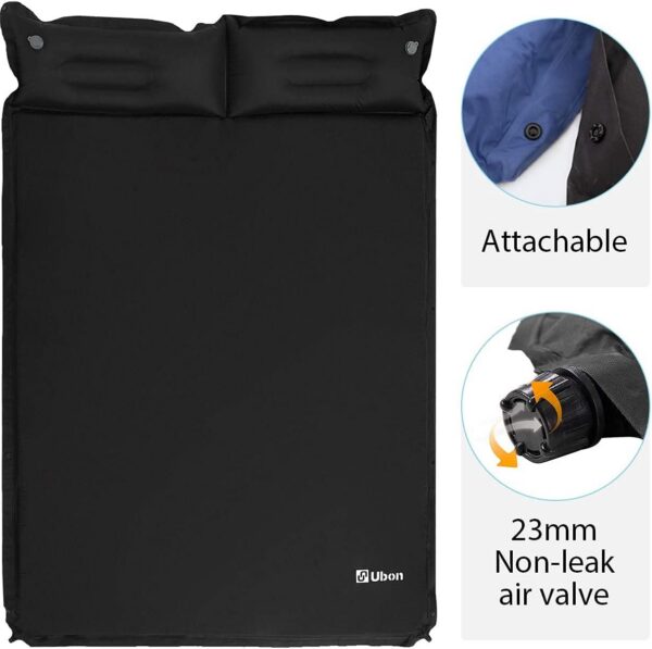 Ubon Doppelte Selbstaufblasende Schlafmatten Isomatte Aufblasbare Matratze für 2 Personen 3,6cm Luftmatratzen und leichtes Campingbett