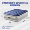 Bonnlo Twin/Queen Air Mattress with Built-in Pump 18" Raised Blow Up Mattress Soft Flocked Top Leakproof Inflatable Bed with Carry Bag for Outdoor & Indoor Use Camping (Blue, Twin)
