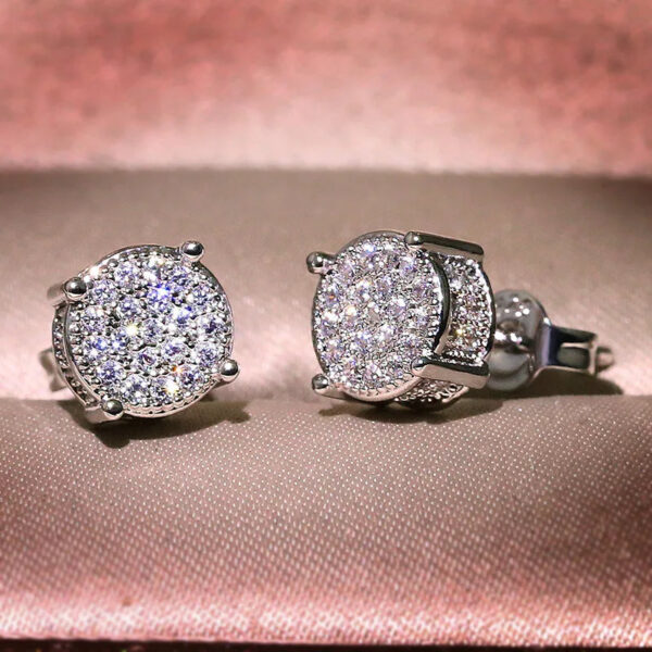 2f3d1c4e734aab6f Hiphop Micro pave Lab Diamond Stud Earring Real 925 Sterling Silver Party Wedding Earrings for Women men Anniversary Jewelry