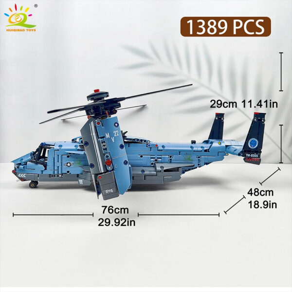 2f3e9c6cbe9a307e HUIQIBAO MOC 1389PCS V-22 Tiltrotor Aircraft Helicopter Building Block Children Military Airplane model Bricks Toy home Decor.
