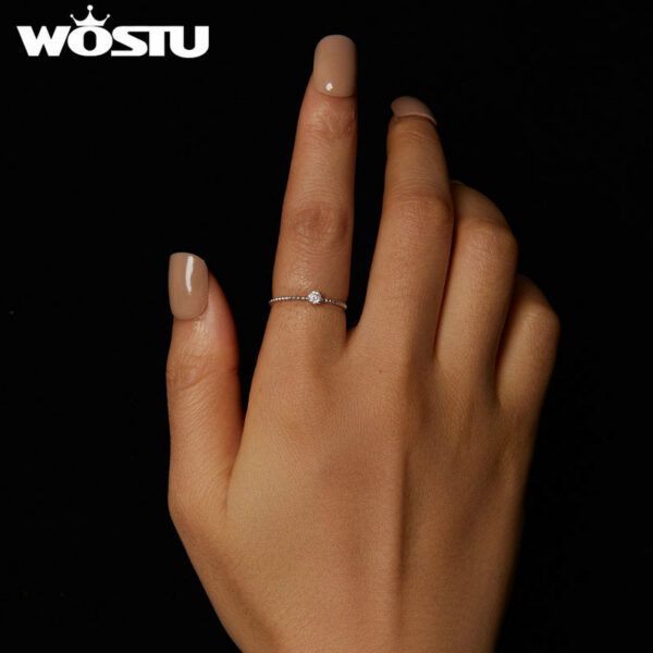 2f3f38d4092272f5 WOSTU Simple Round Moissanite Beads Ring Women Sterling Sier Diamond Cut Stackable Rings Girl Party Engagement Band Gift
