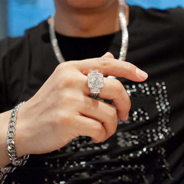 2f496d3ca23a784e HOYON Moissanite T Square White Gold Colored Diamond Style Full of 5 Carat Aggressive Men's Ring Party