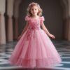 2f4ac54e23637a4c Elegant Teen Girls Birthday Party Princess Lace Appliques Bridesmaid Flower Dress for Wedding Kids Formal Prom Long Gown