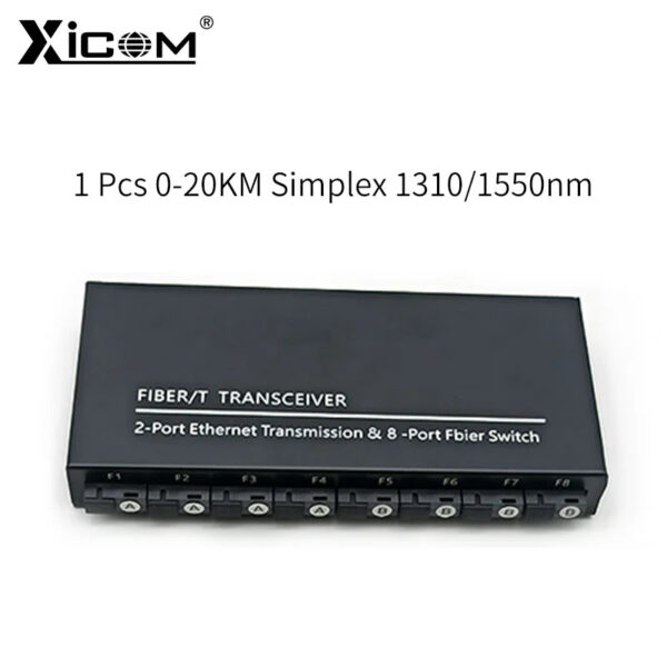 2f4fd9caf5a4a4fc 100/1000M Gigabit Ethernet Fiber Switch 8*1.25G Fiber Port 2 RJ45 Port Media Converter 20KM SC Single Mode Optical Transceiver
