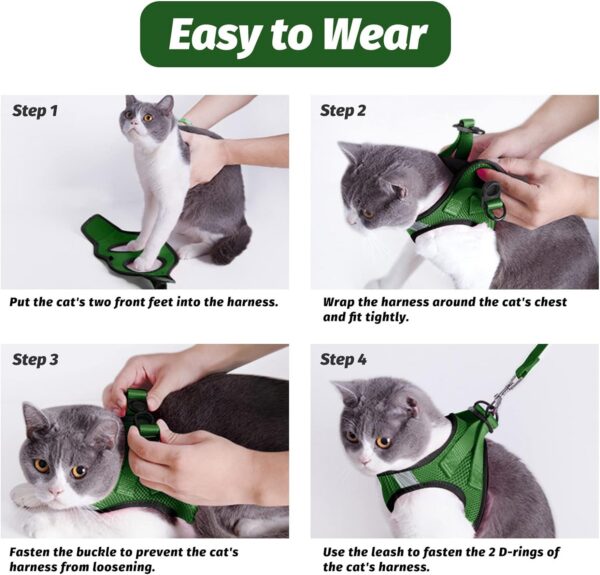 2f54d9e61bcb7c68 Cat Harness and Leash Set for Walking Escape Proof, Kitten Adjustable Small Large Lightweight Soft Vest Harness and Leash(Medium, Green)