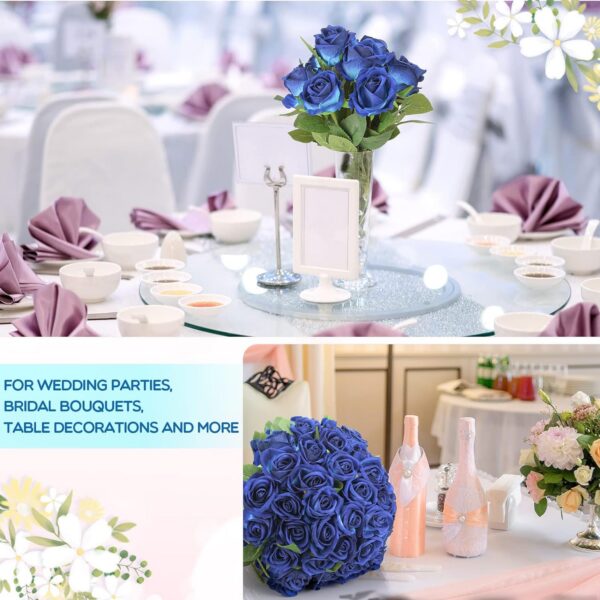 2f6ccc8e9f7dec44 50 Pcs Artificial Rose Flower Realistic Silk Roses with Stem Bouquet of Flowers Plastic Flowers Real Looking Fake Roses for Home Wedding Centerpieces Party Decorations (Black)