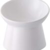 White Small Ceramic Raised Cat Bowls, Tilted Elevated Food or Water Bowls, Stress Free, Backflow Prevention, Dishwasher and Microwave Safe, Lead & Cadmium Free