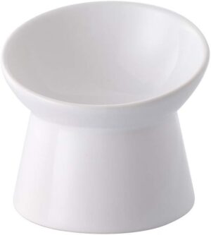 2f76827805a6cc2b White Small Ceramic Raised Cat Bowls, Tilted Elevated Food or Water Bowls, Stress Free, Backflow Prevention, Dishwasher and Microwave Safe, Lead & Cadmium Free