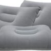 2 Pack Ultralight Inflatable Pillow Small Squared Flocked Fabric Air Pillow for Beach Hiking,Camping,Traveling,Napping,Desk Rest,Neck &Lumbar Support(Gray)