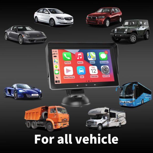 2f989cb29035a073 7" HD Double Din Car Stereo,Portable Wireless Touch Apple CarPlay and Android Auto Automatic Multimedia Player,Car Stereo with Mirror Link/USB/AUX/Siri/5.1Bluetooth/Navigation Screen