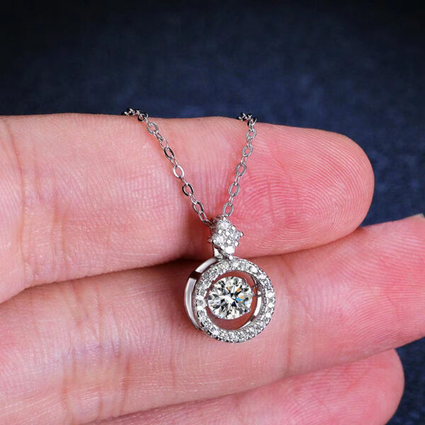 AETEEY 1CT D Color Real Moissanite Round Pendant Necklace For Women Lab Diamond S Sterling Sier Fine Jewelry Gift NE019