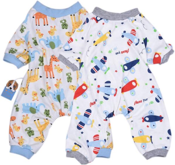 2fdda09988faba47 2-Pack Dog Clothes Dogs Cats Onesie Soft Dog Pajamas Cotton Puppy Rompers Pet Jumpsuits Cozy Bodysuits for Small Dogs and Cats