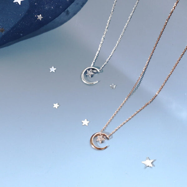 2fde795acc3309e4 Sterling Sier Star Necklace Woman Sexy Clavicle Chain Flashing Diamond Moon Pendant Gift For Friends High Jewelry