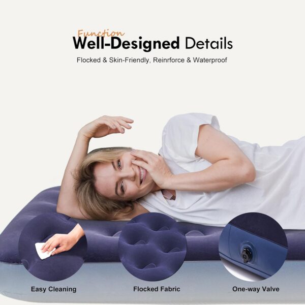 RAPTAVIS Single Size Air Mattress Inflatable Bed, Blow Up Mattress Camping Sleeping Pad