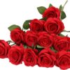 Artificial Rose Flower Dusty Rose Flower Silk Flowers 12 pcs with Long Stem Silk Roses Bouquet for Wedding Bridal Shower Party Home Decoration