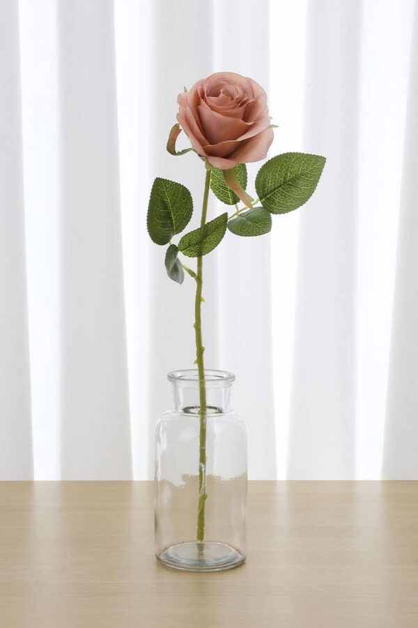 Artificial Rose Flower Dusty Rose Flower Silk Flowers 12 pcs with Long Stem Silk Roses Bouquet for Wedding Bridal Shower Party Home Decoration