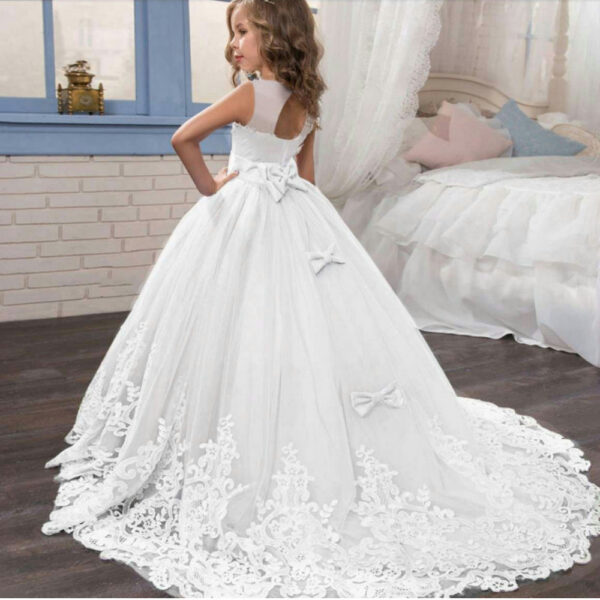 2024 New Teenager Bridesmaid Dress Kids Dresses for Girls Children Vintage Lace Princess Girl Party Wedding Evening Formal Gown