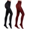 HA WA 2 Pairs Semi Opaque Tights, Winter Control Top 40D Microfiber Leggings for women