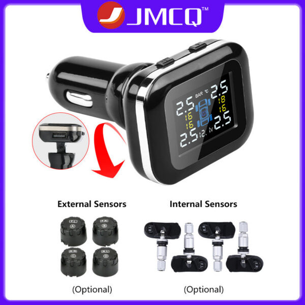 303b6b123b946063 J Car TPMS Cigarette Lighter Tire Pressure Monitoring System Sensors Auto Security Tpsm Sensor Adjustable Display Angle