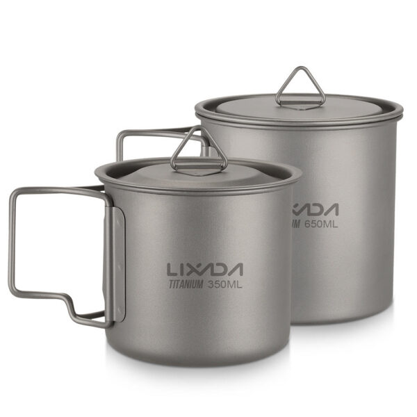 Titanium Outdoor Portable Camping Picnic Water Cup Mug with Foldable Handle 300ml 350ml 450ml 550ml 650ml / 750ml