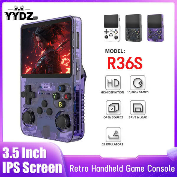 Open Source R36S Retro Handheld Game Console Linux System 3.5 Inch IPS Screen Portable Pocket Video Player 64GB Games