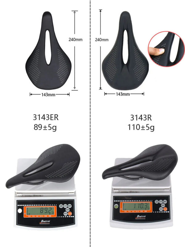 New 89g EVA Carbon Bike Saddle Comfortable Ultra-Light Saddle MTB Saddle 7x7mm Racing Bicycle Bicycle installation 240*143MM