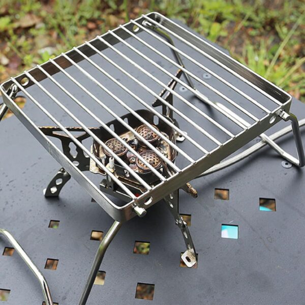30b231604870e17b OAJABBGE Klappbarer Lagerfeuer Grill Herd Ständer Edelstahl Camping Feuer Kochgestelle Grill Herd Ständer Für Outdoor Camping Wandern