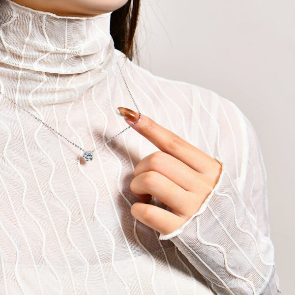 30b8ef9b7c63e5ee Moissanite Diamond 6.5mm 1CT Woman Pendant Sier Necklace For Women Chains Party Bridal Fine Jewelry