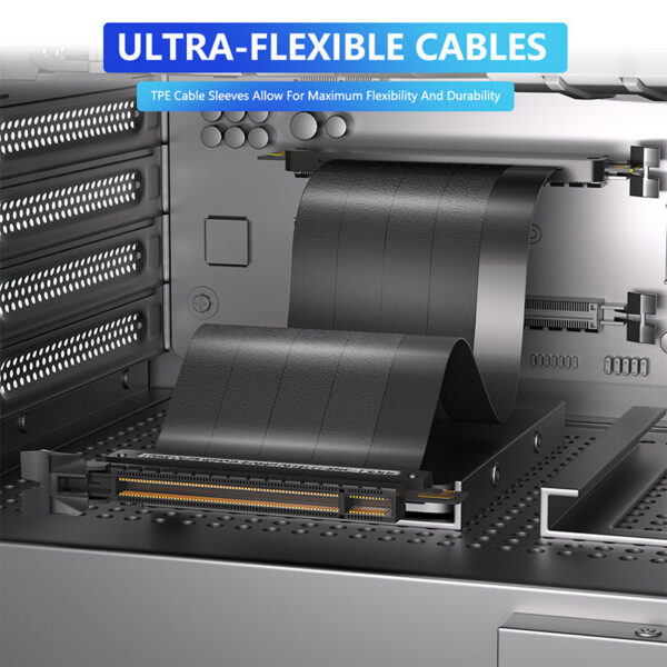 NEW PCI 16X Video Card Extension Shielded Flexible 180° Mounting GPU Express Lossless PCIE 4.0 X16 Riser Cable